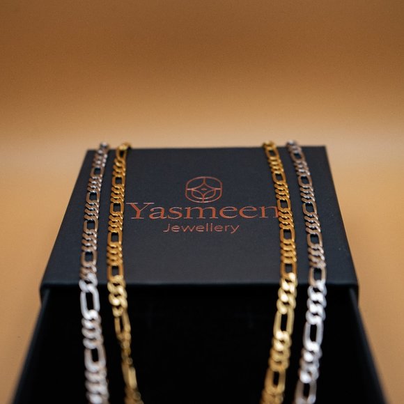 ⭐️HP⭐️New: Gold Vermeil Diamond Cut Figaro Necklace, Made in Italy - Picture 8 of 8